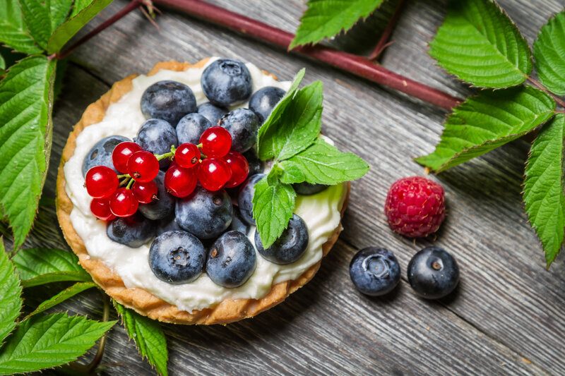 Blueberry Tart with Berries — Brown