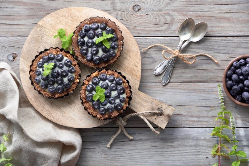 Blueberry Tarts on Board — Brown
