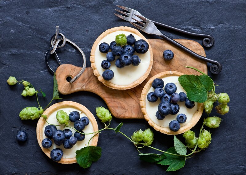 Blueberry Tarts on Slate