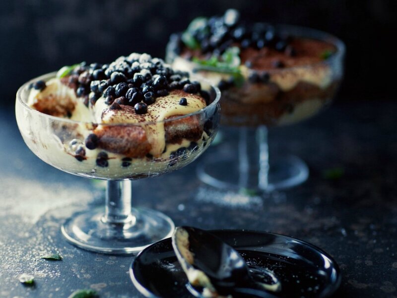 Blueberry Tiramisu Dessert — Black, Dark