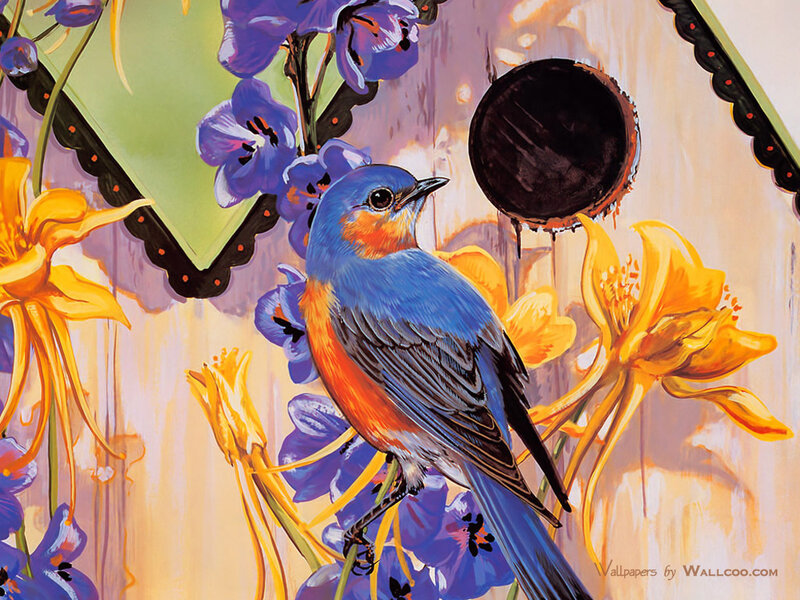 Bluebird on Flower