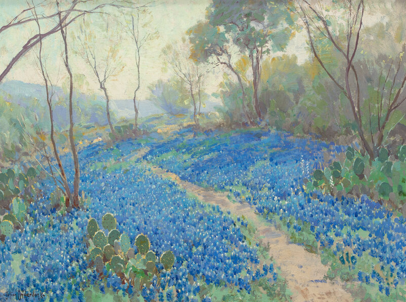 Bluebonnet Field with Cacti