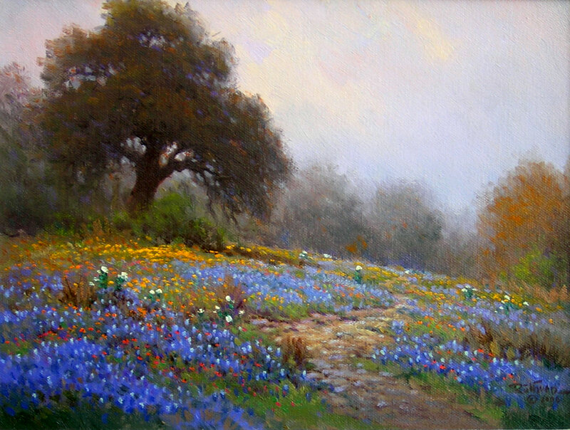 Bluebonnet Field with Tree