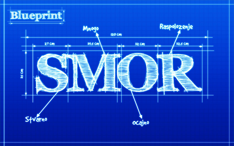 Blueprint design for SMOR logo