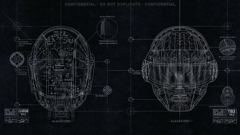 blueprint of futuristic helmet