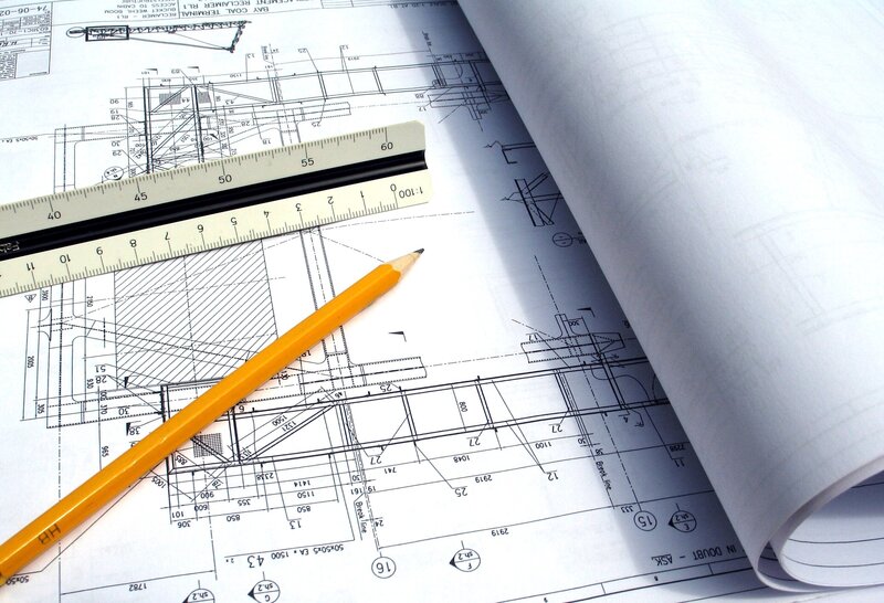Blueprint with Pencil and Ruler