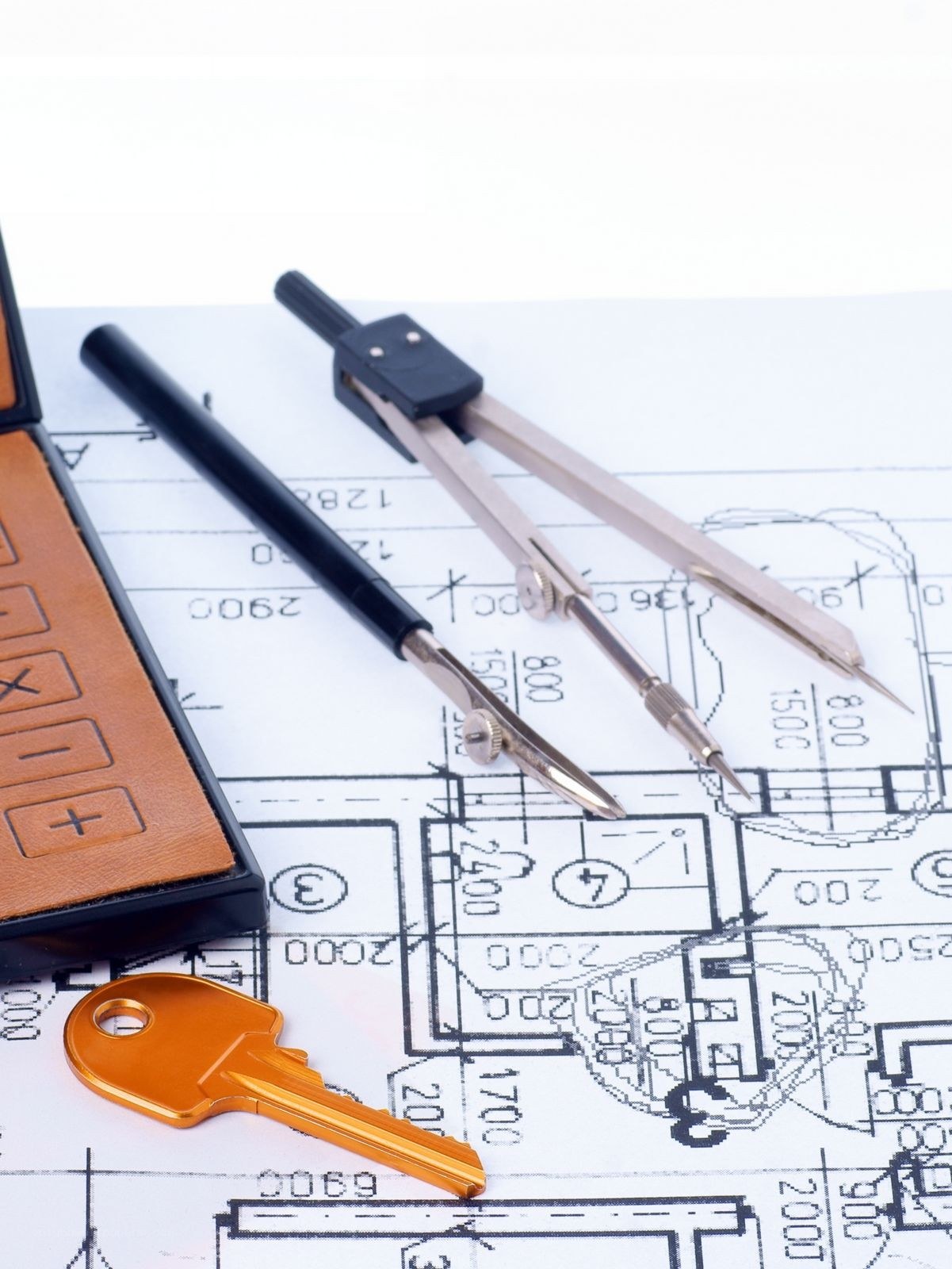 Blueprints with tools and key