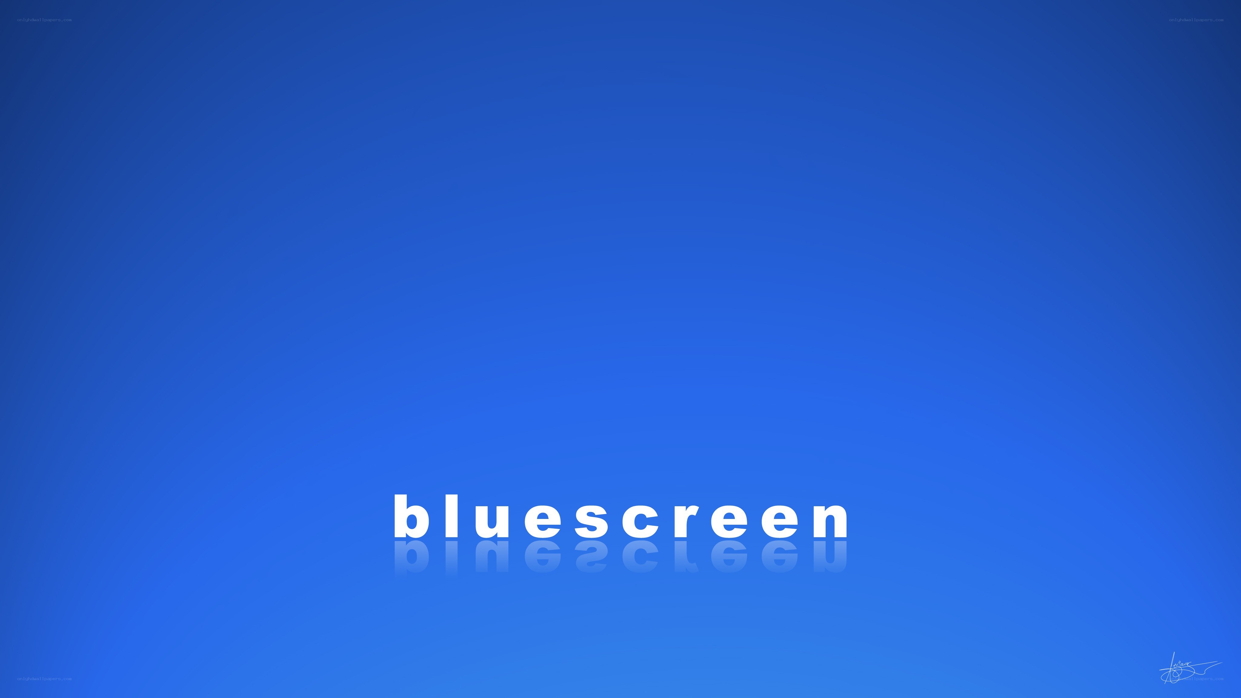 bluescreen text on blue background
