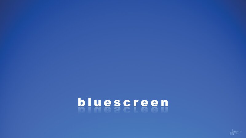 bluescreen text on blue background