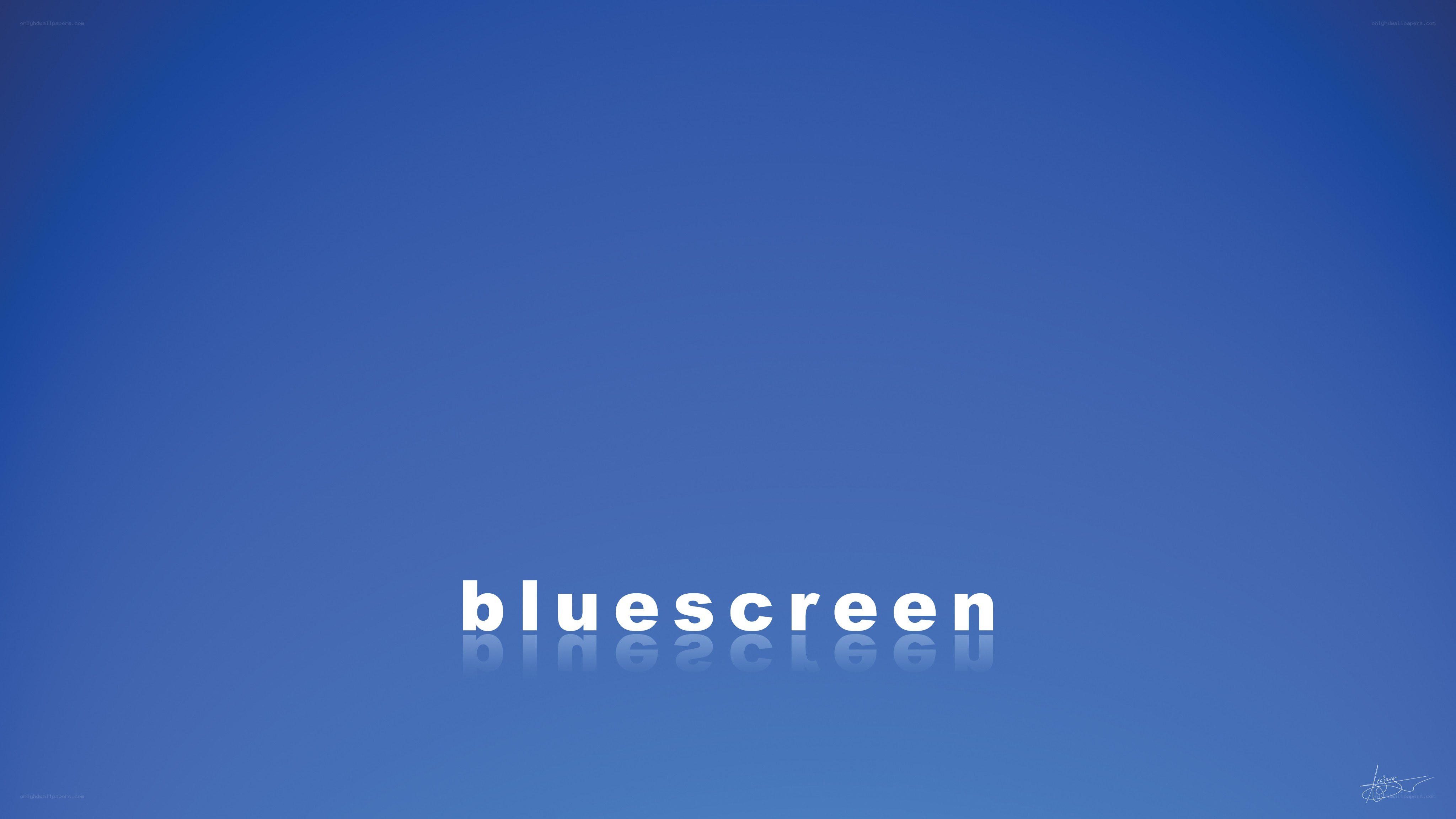 bluescreen text on blue background