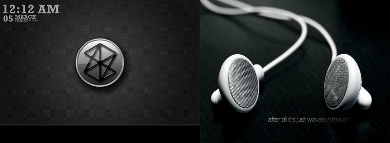 Bluetooth and earbuds on dark background