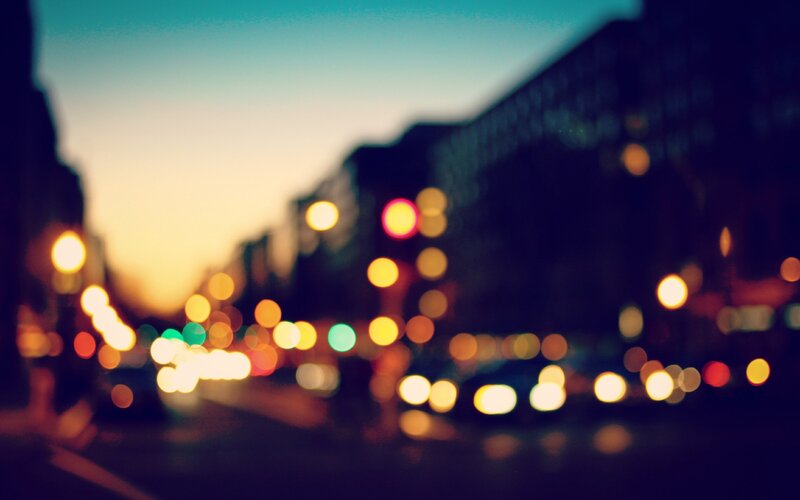 Blurred City Lights at Dusk — Blue