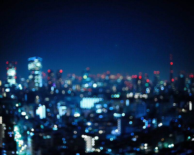 blurred city lights at night