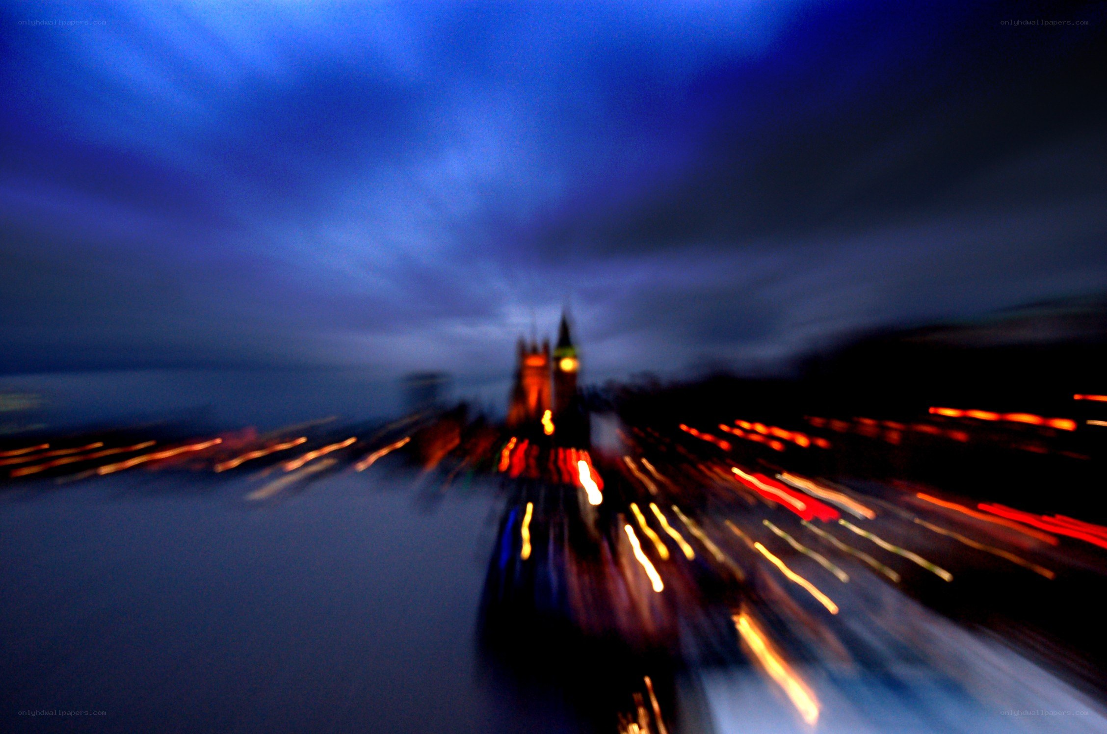 Blurred city lights at night