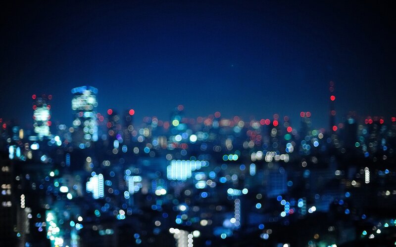 blurred city lights at night