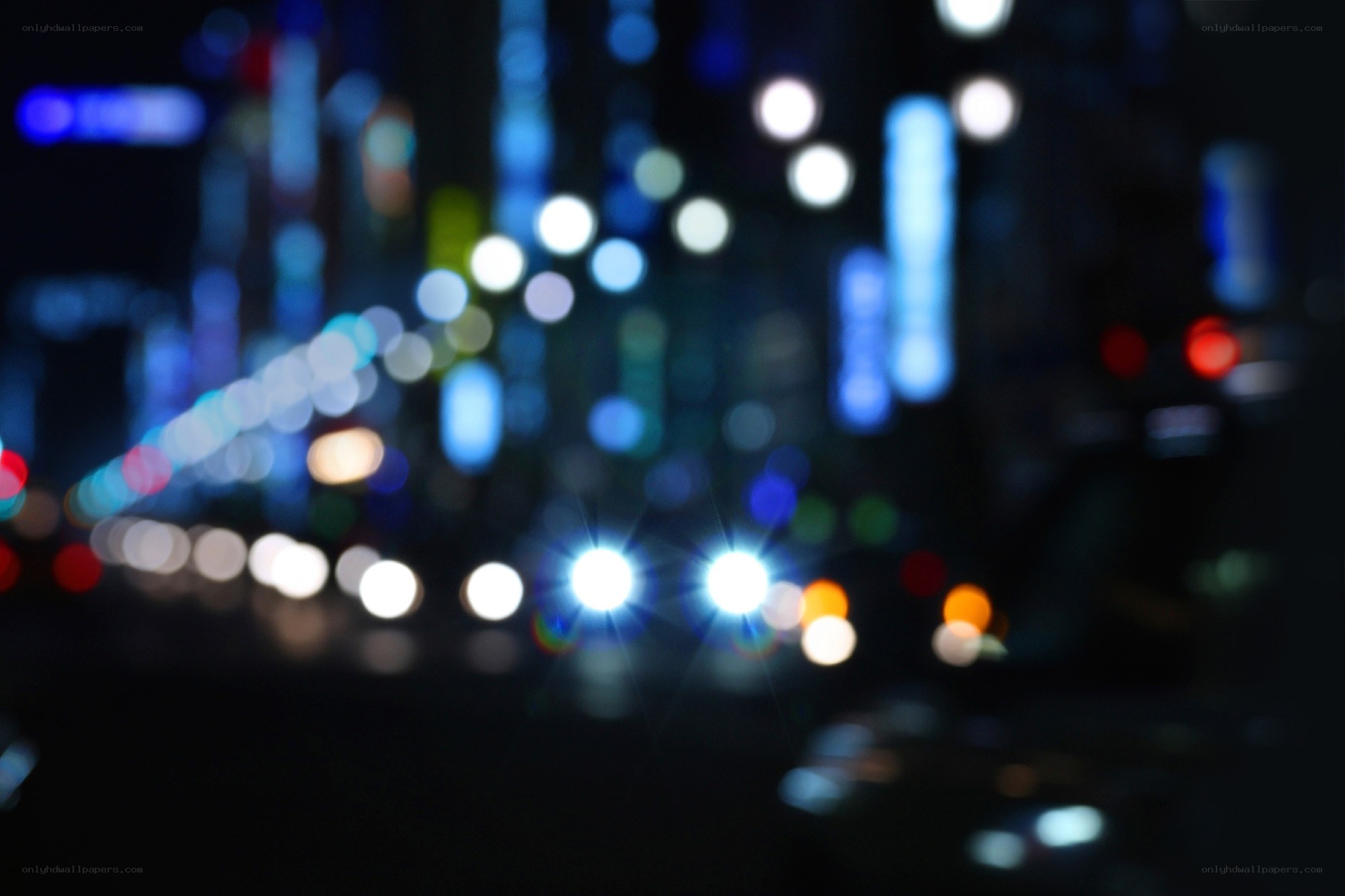 blurred city lights at night