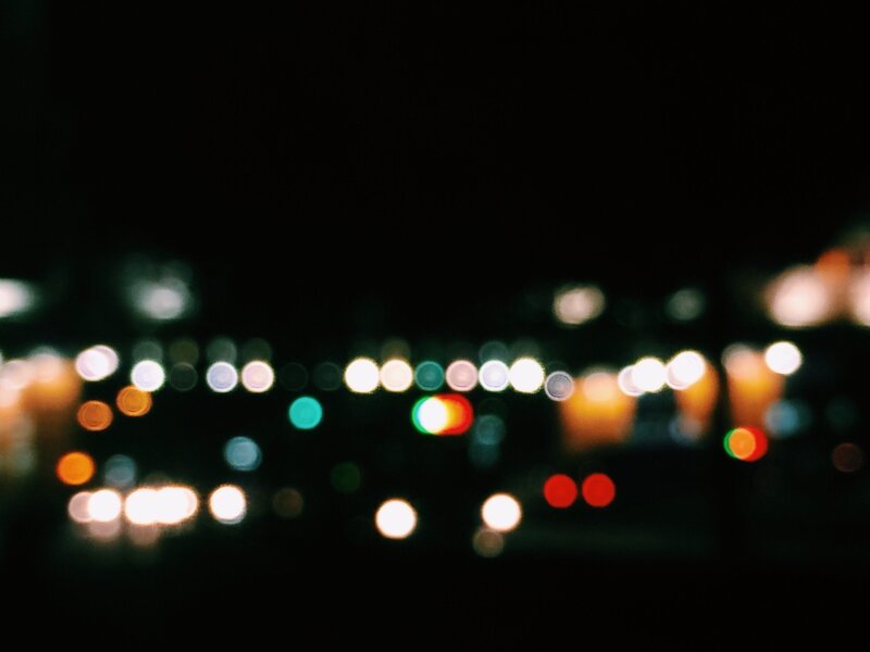 Blurred City Lights at Night — Black, Dark