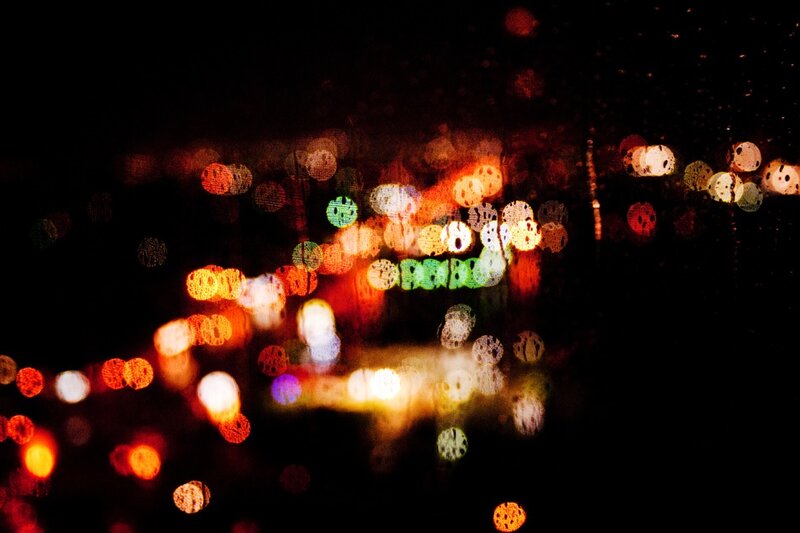 Blurred City Lights at Night — Black