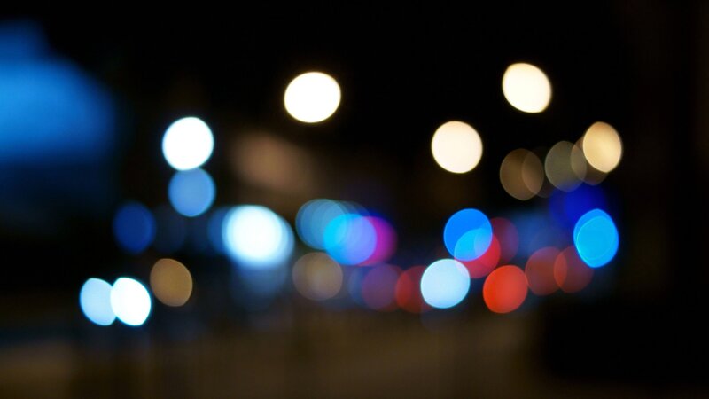 Blurred City Lights at Night — Blue, Abstract