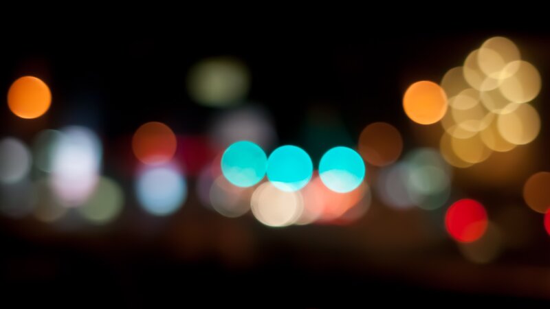 Blurred City Lights at Night — Blue, Calm