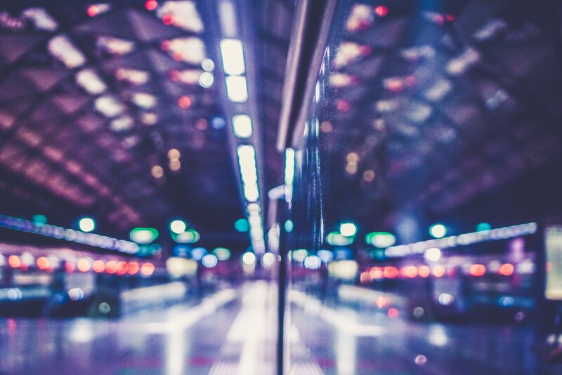 Blurred City Lights at Night — Blue, Dreamy