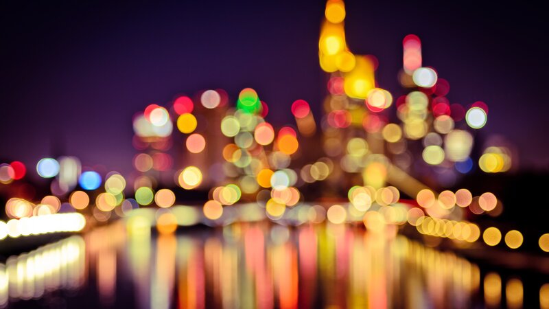 Blurred City Lights at Night — Purple, Dreamy
