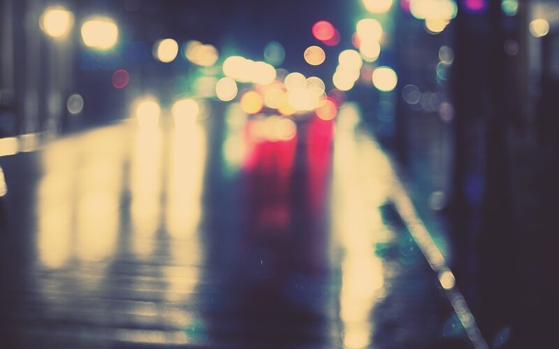 Blurred City Lights at Night — Yellow, Dreamy