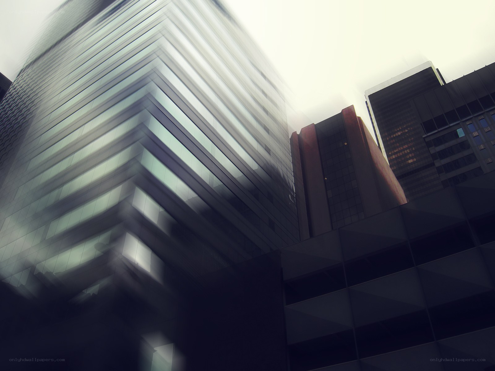 Blurred city skyscrapers