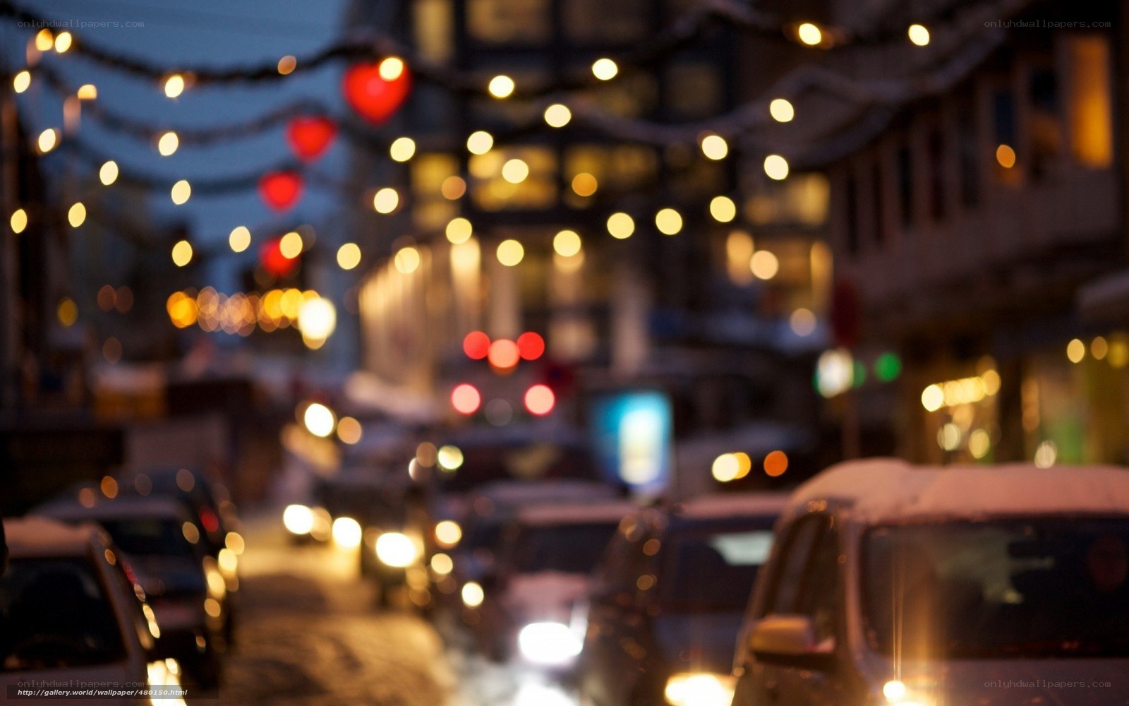 Blurred city street at night