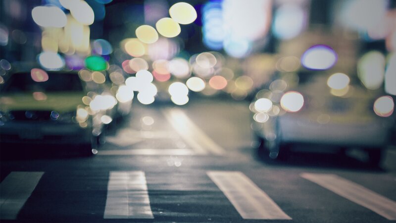 Blurred City Street at Night — Black