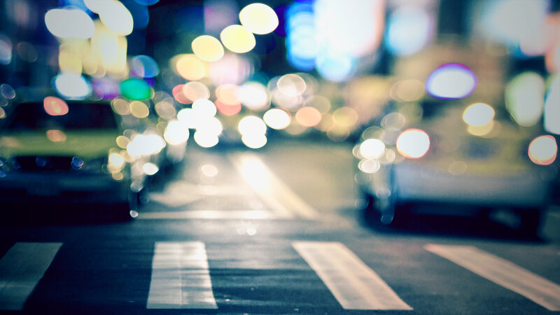 Blurred City Street at Night — Blue