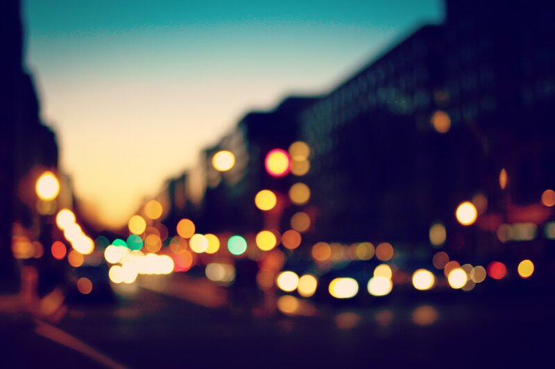 Blurred City Street Lights — Blue