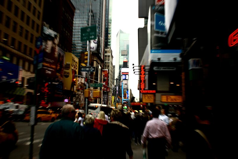 Blurred city street scene