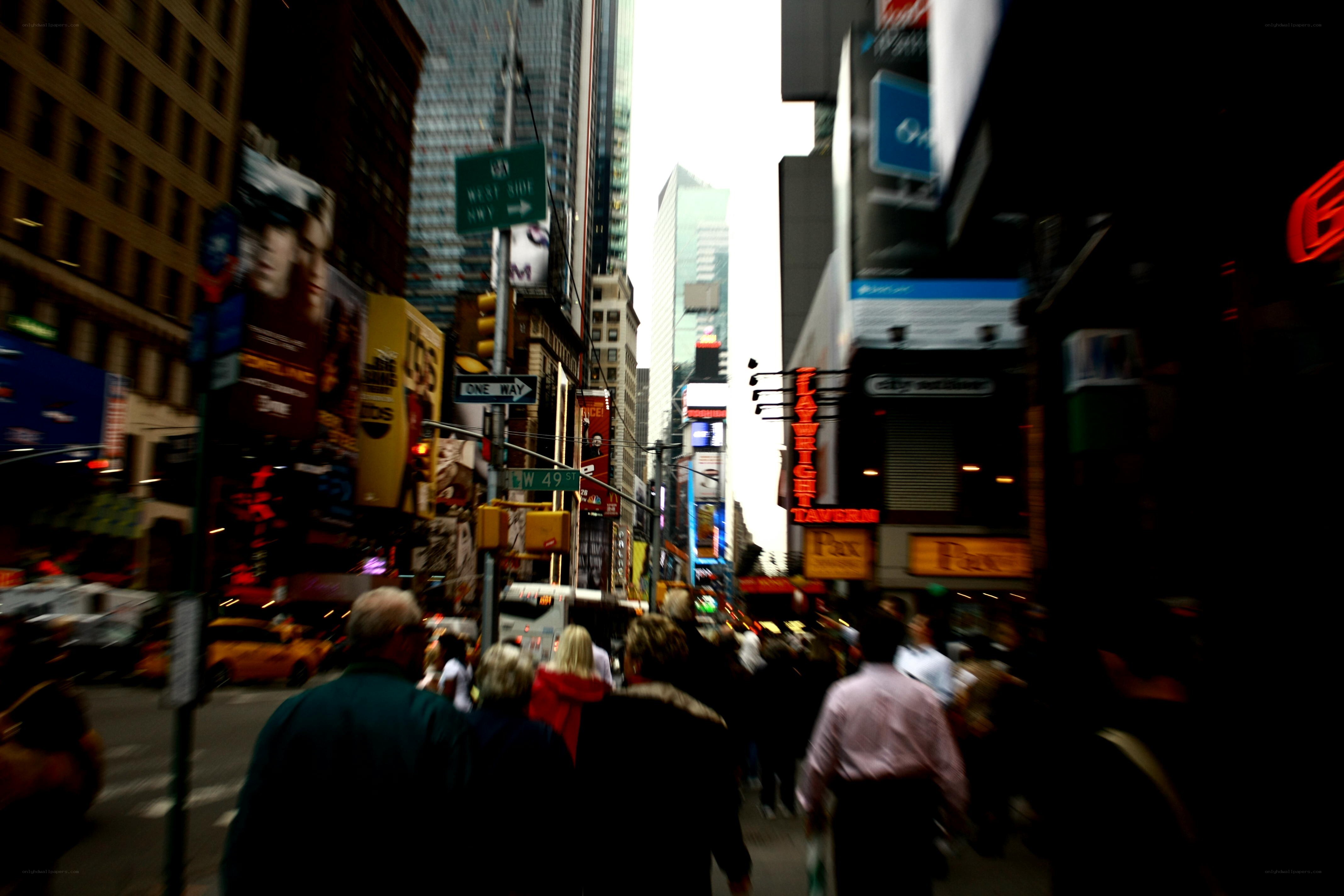 Blurred city street scene