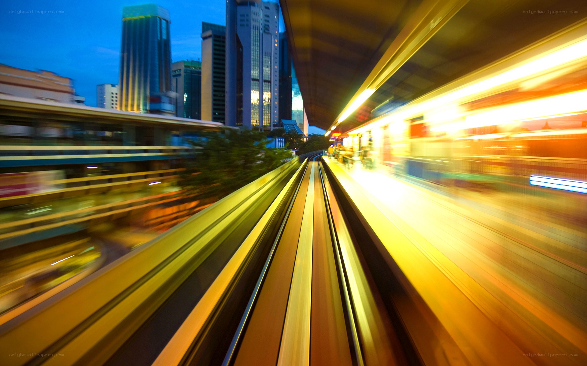 Blurred city train motion