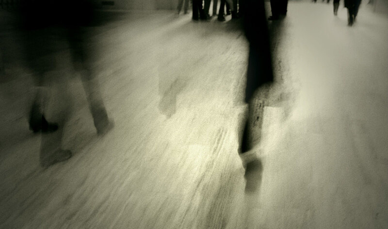 Blurred crowd walking