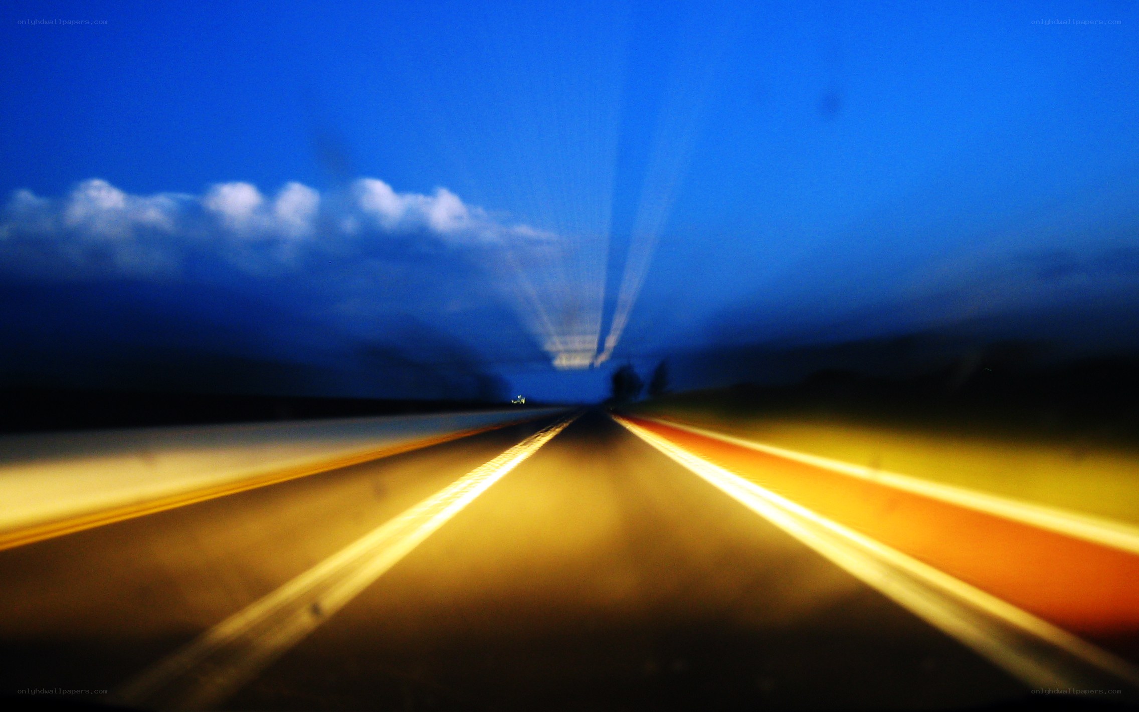 Blurred highway at night