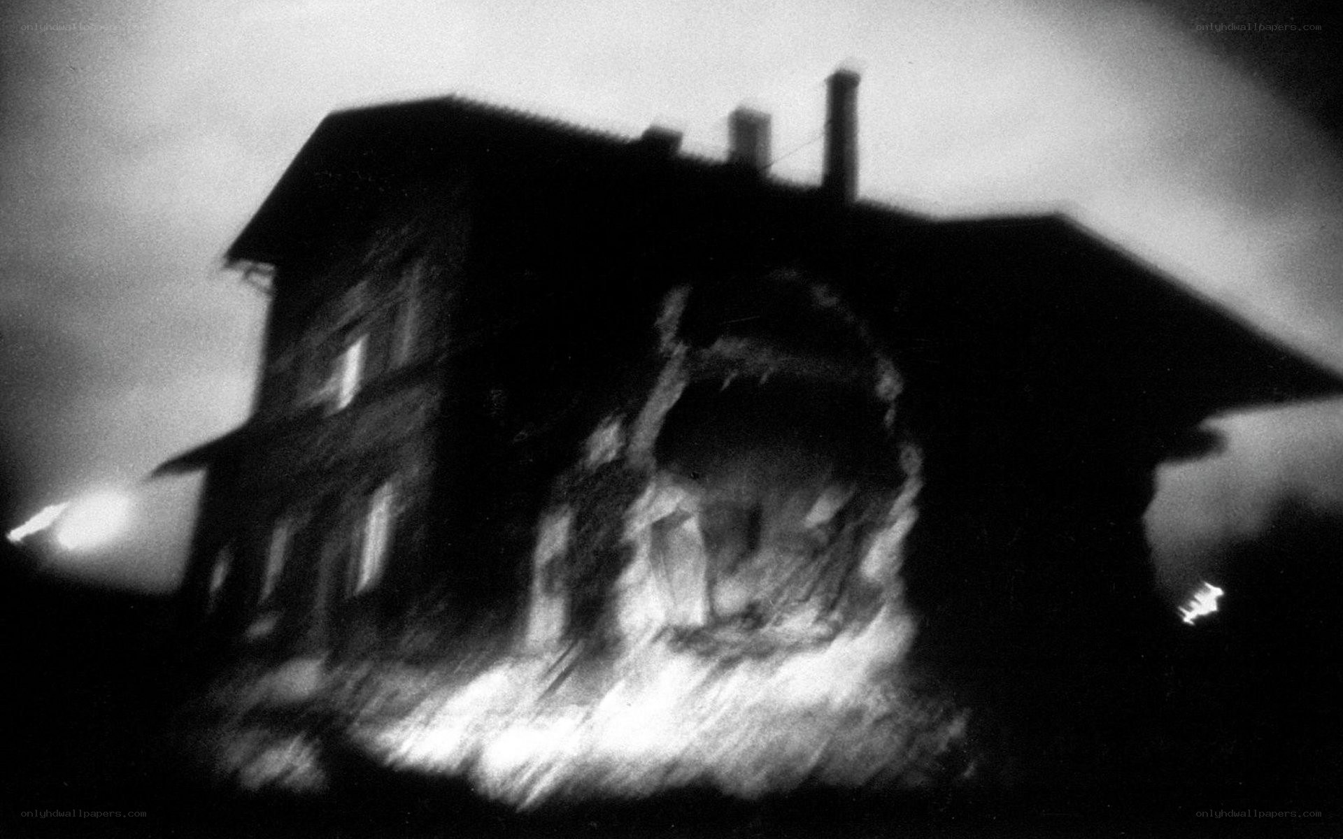 Blurred house at night