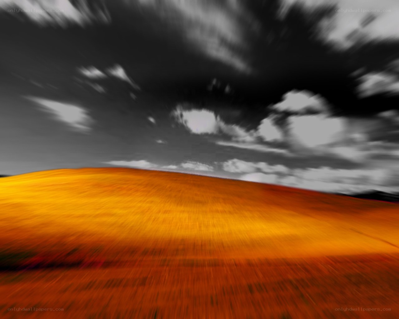 Blurred landscape with dramatic sky