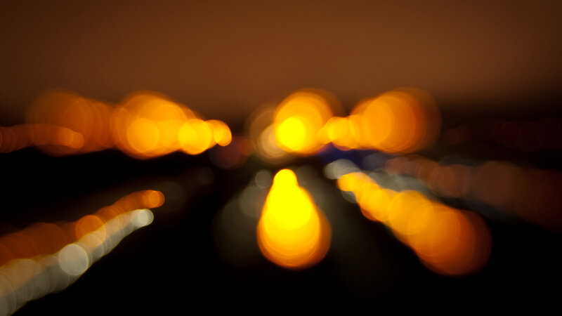 Blurred Lights at Night — Orange, Abstract, Photograph