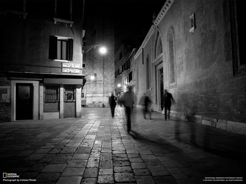 Blurred Pedestrians at Night