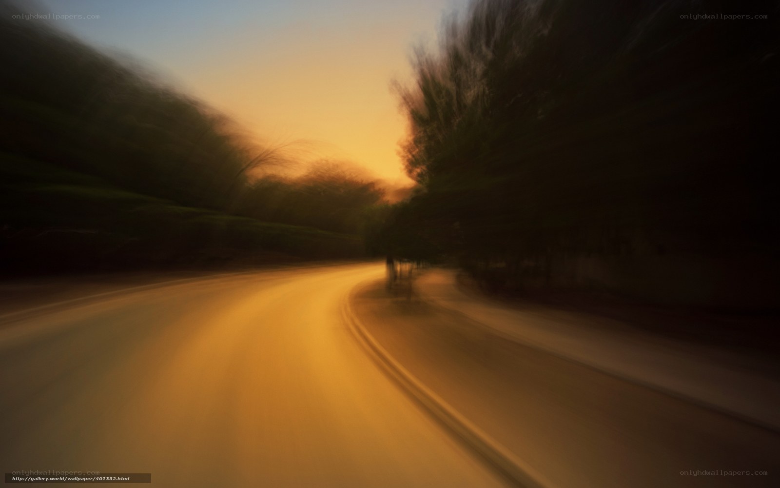 Blurred road at sunset