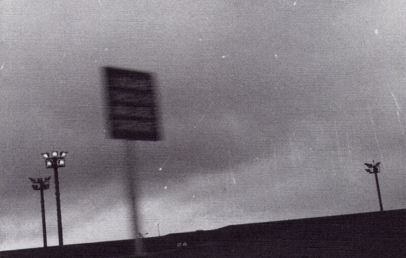 Blurred stadium sign at night