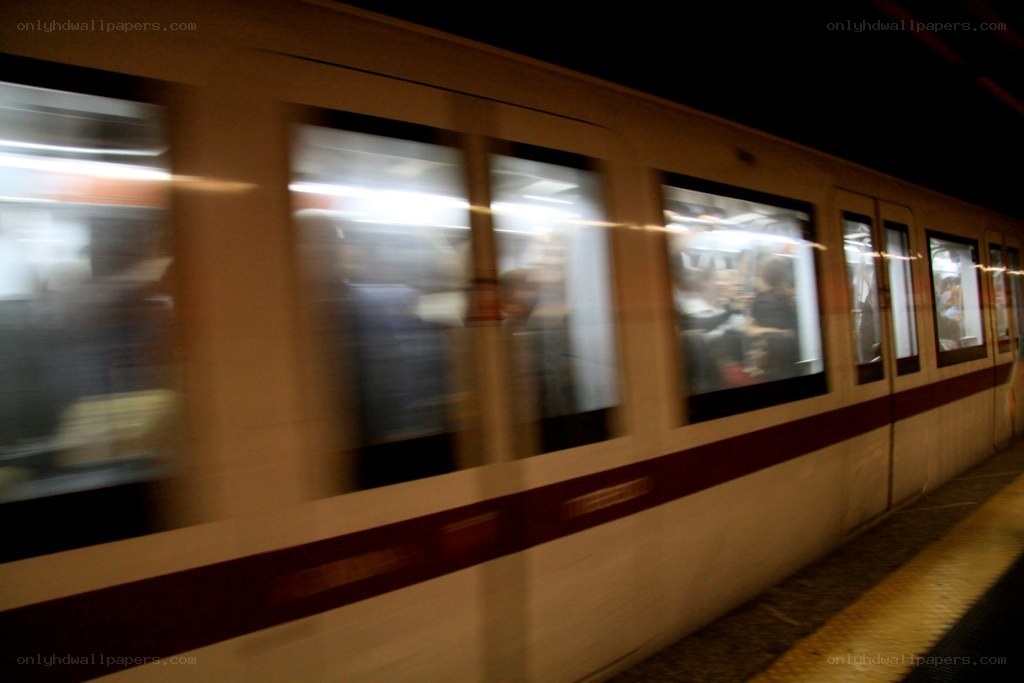 Blurred subway train in motion