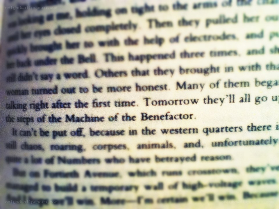 blurry book page text