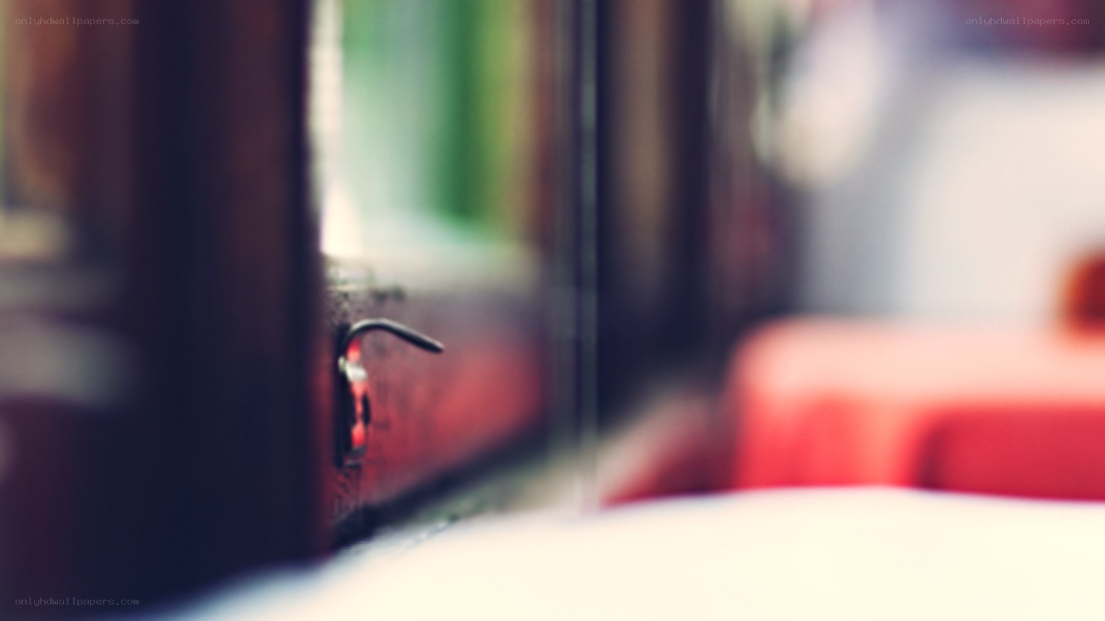 blurry door handle close-up