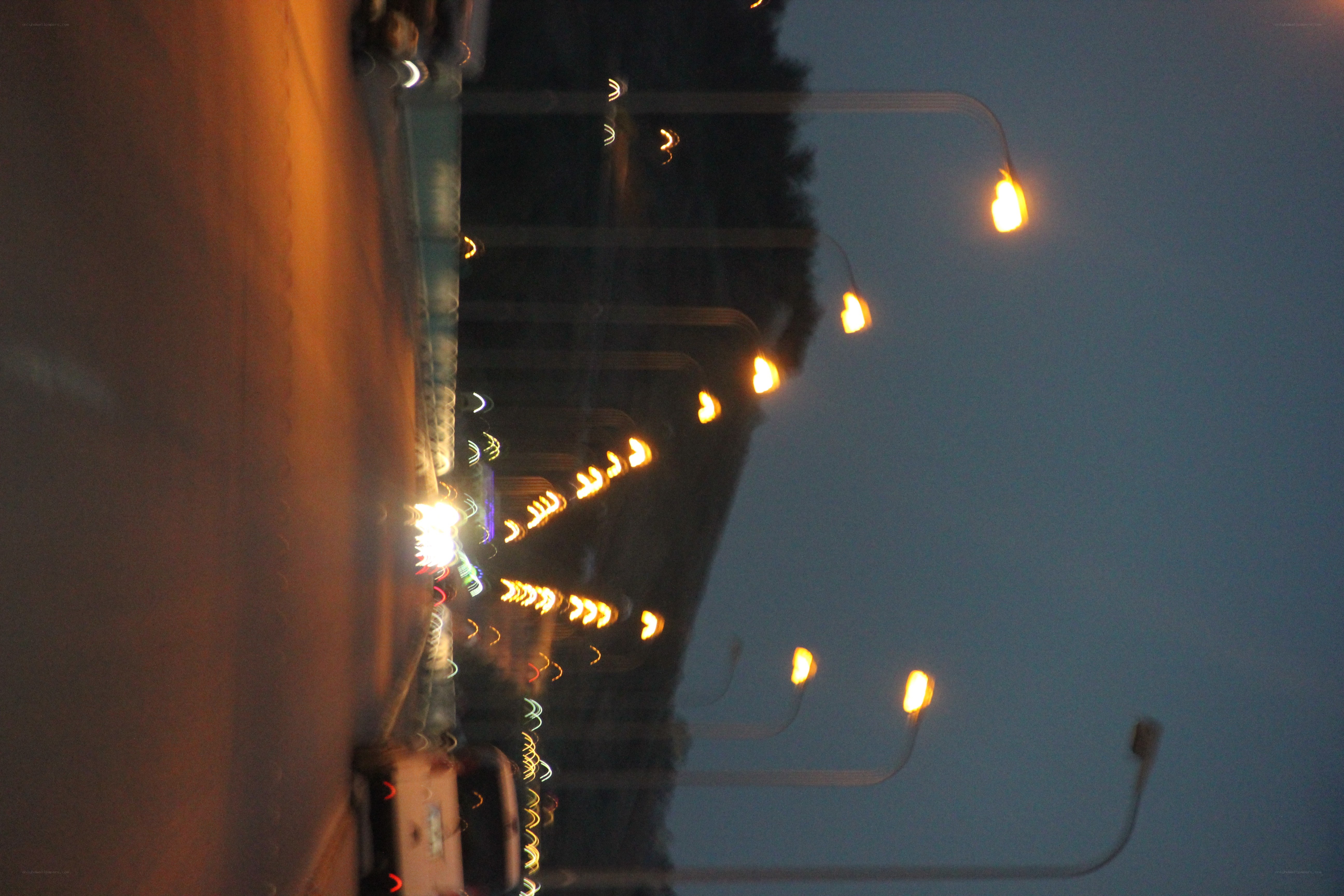 blurry street lights at dusk