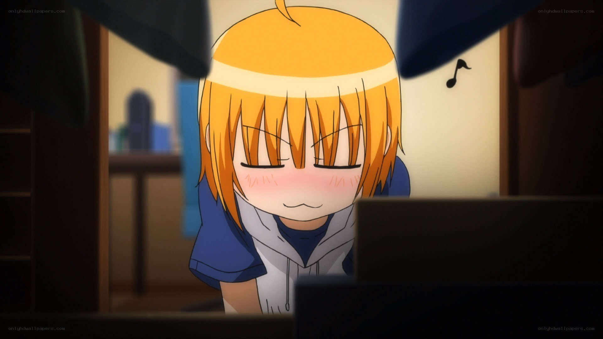 blushing anime character