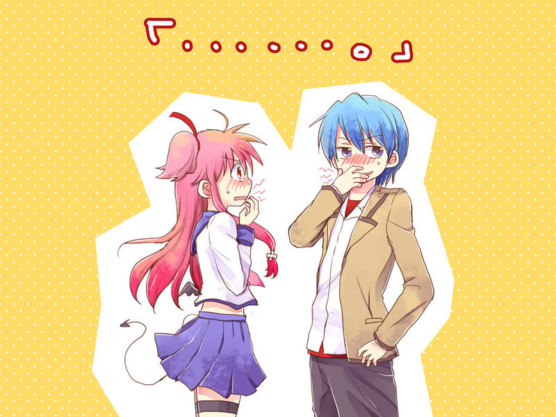 Blushing anime couple