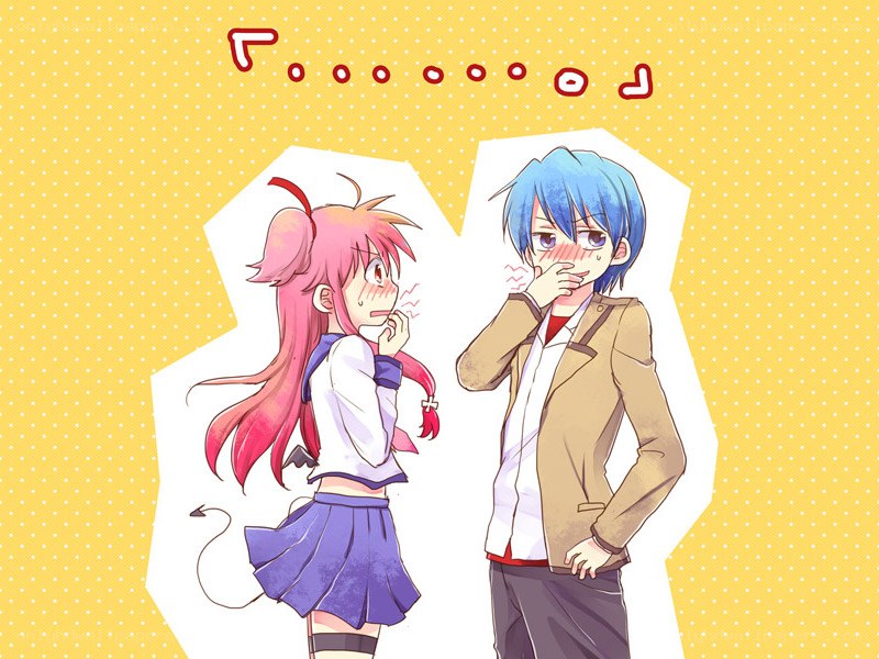Blushing anime couple